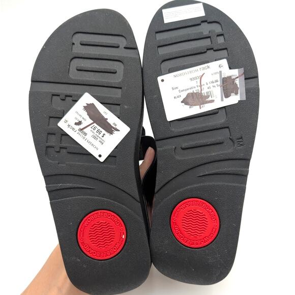 FitFlop Florrie Toe-Thong Wedge Sandal Women's Slip-On Black Size US7 EU38 - Picture 7 of 11